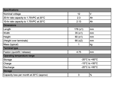 Yuasa Yuvolt Y2.3-12FR 12V 2,3Ah AGM VdS Blei Accu Batterie wartungsfrei