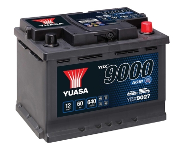 Autobatterie YBX9027 12V 60Ah 640A GS Yuasa AGM Start Stop Plus Battery