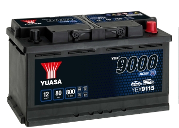 Autobatterie YBX9115 12V 80Ah 800A GS Yuasa AGM Start Stop Plus Battery
