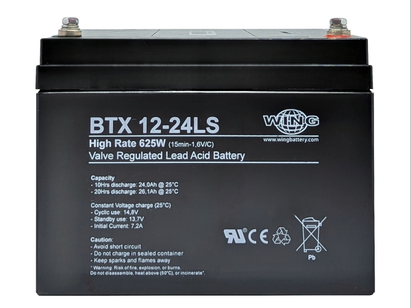 Wing BTX12-24LS 12V 24Ah (20hr) AGM Pb Akku Batterie wartungsfrei