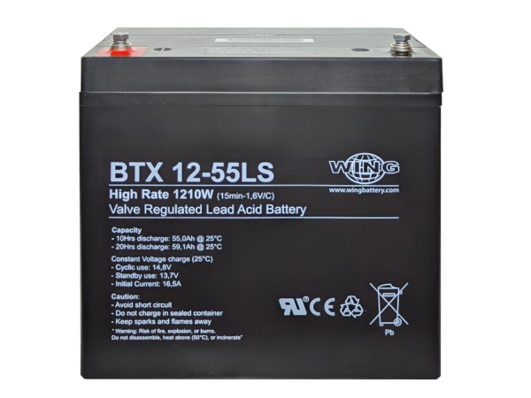 Wing BTX12-55LS 12V 55Ah (20hr) AGM Pb Akku Batterie wartungsfrei