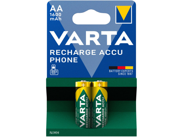 Varta Mignon AA Recharge Phone Accu 2x 1,2V 1600mAh