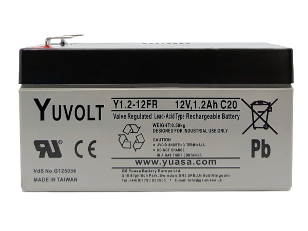 Yuasa Yuvolt Y1.2-12FR 12V 1,2Ah AGM VdS Blei Accu Batterie wartungsfrei