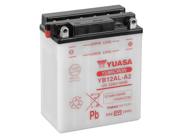 Motorradbatterie Rollerbatterie YB12AL-A2 12V 12Ah 150A GS Yuasa Yumicron Battery