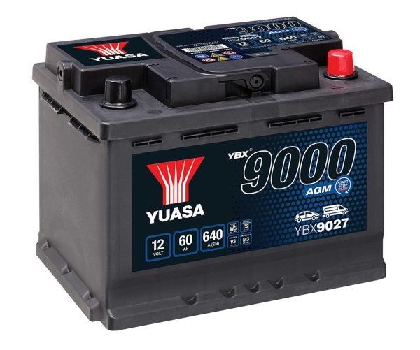 Autobatterie YBX9027 12V 60Ah 640A GS Yuasa AGM Start Stop Plus Battery