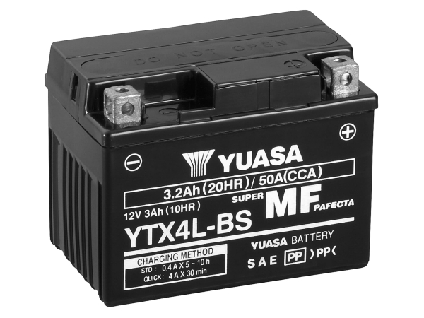 Motorradbatterie Rollerbatterie YTX4L-BS 12V 3Ah 50A GS Yuasa Maintenance Free Battery